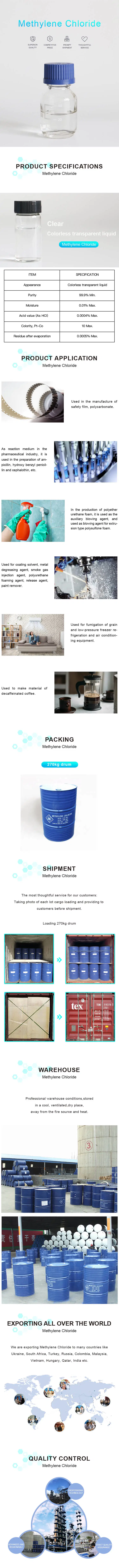 Solution Dye Industrial Grade Chemical Supplier 75-09-2 Mc Methylene Chloride Dichloromethane